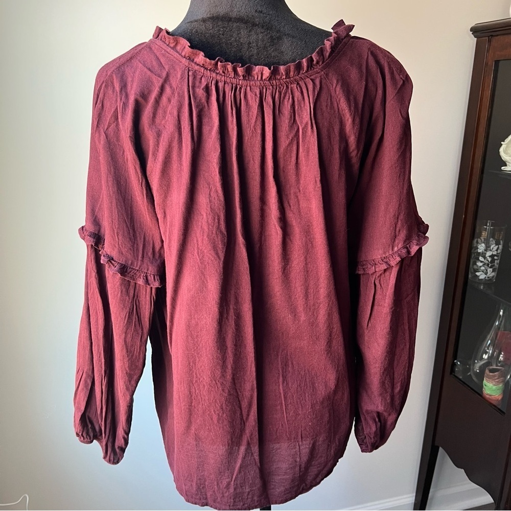 Old Navy Maroon Blouse with Ruffle Details - Picture 5 of 6